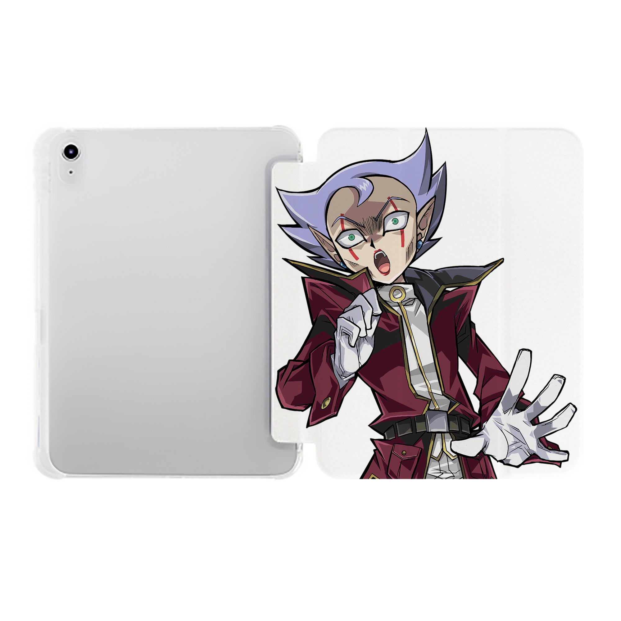 （画像用） 遊☆戯☆王 Yu-Gi-Oh! IPad ケース ペン収納付き 三つ折りスタンド PUレザー×シリコン 対応機種9.5/10.5/10.9インチ